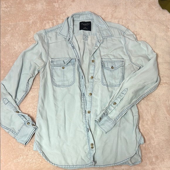 American Eagle Outfitters Tops - American Eagle Light Blue Button-Up Shirt
